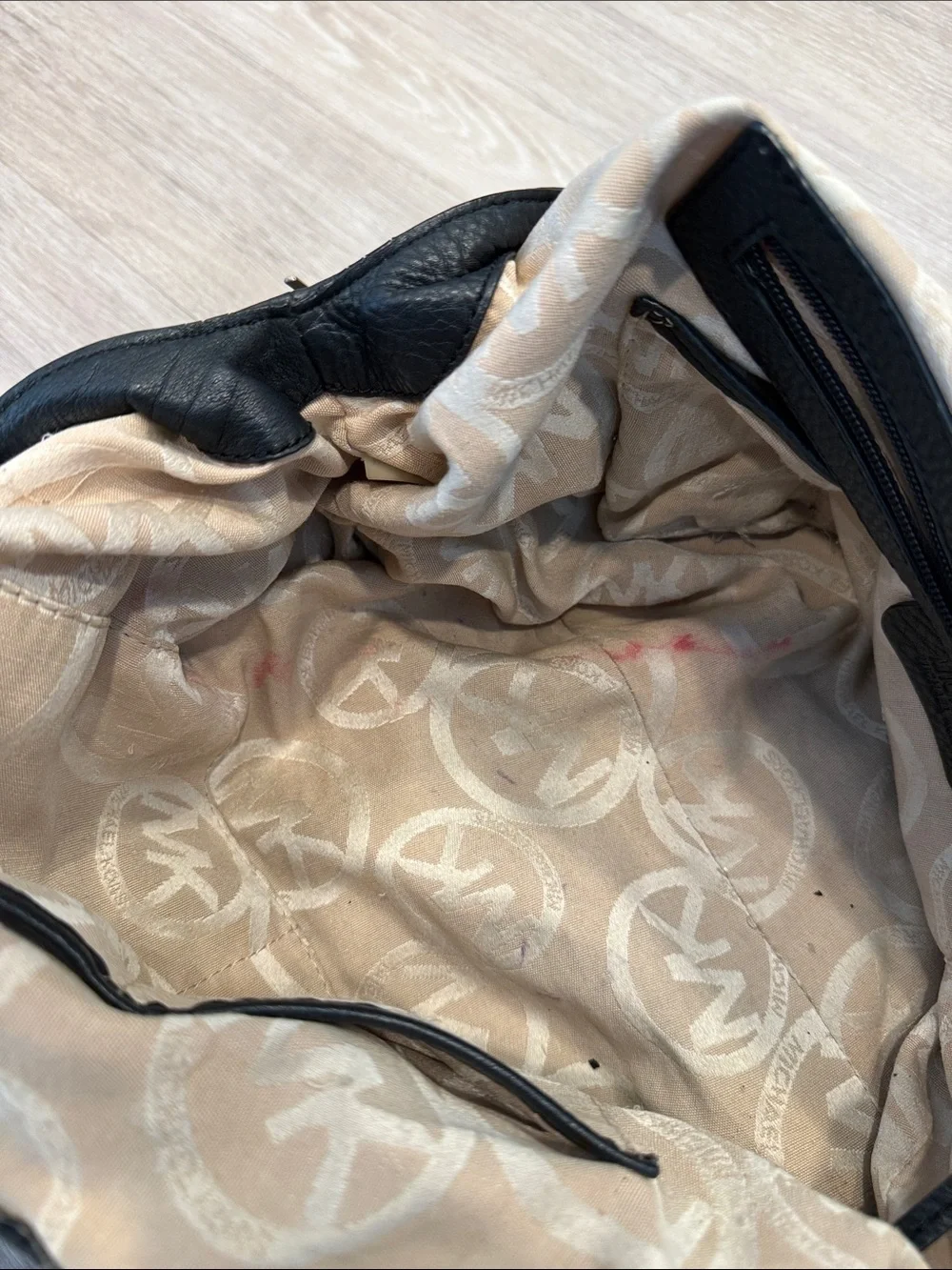 Michael Kors Black Leather Portland Hobo Shoulder Tote Bag